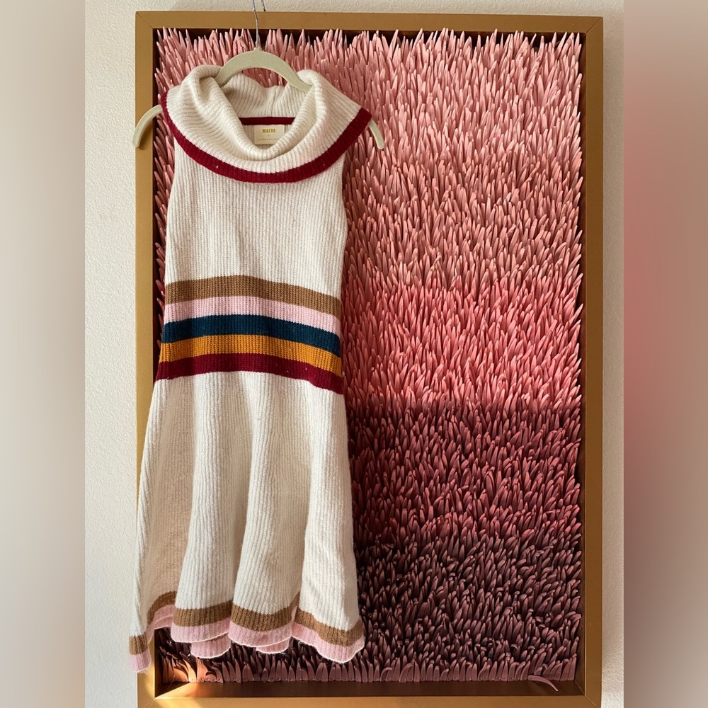 Anthropologie Maeve Knit Ivory/Multi Mini Dress EGC Size S